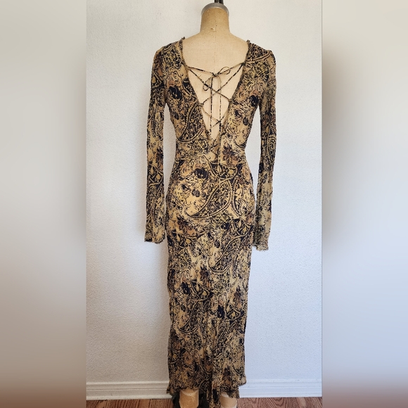 Zara Tan Navy Sheer Fitted Maxi Dress - Picture 12 of 14